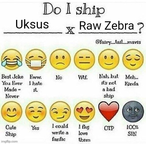 Last post on this stream | Uksus; Raw Zebra | image tagged in do i ship __x__,uksus,raw zebra,my singing monsters youtubers | made w/ Imgflip meme maker