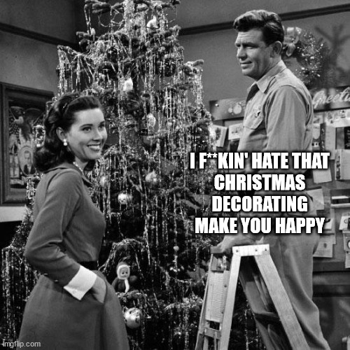 It's Time To Feel (♥Mayberrian♥) Warm, Cozy & Christmassy Again! | I F**KIN' HATE THAT
CHRISTMAS
DECORATING
MAKE YOU HAPPY | image tagged in it's time to feel mayberrian warm cozy christmassy again | made w/ Imgflip meme maker