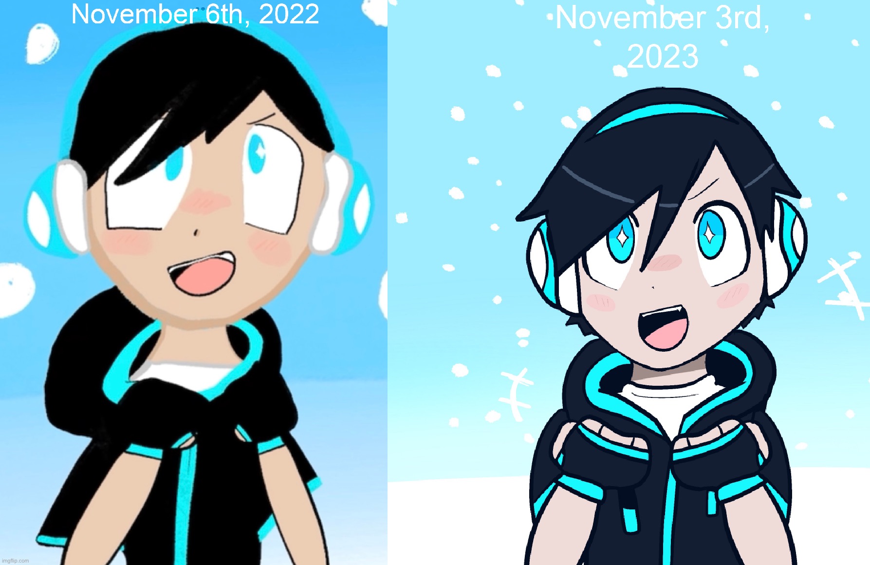 My art improvement in 1 year… | image tagged in improvement,drawings,anime | made w/ Imgflip meme maker