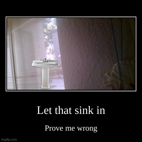Let that sink in | Prove me wrong | image tagged in funny,demotivationals | made w/ Imgflip demotivational maker