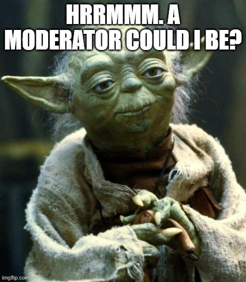 plz | HRRMMM. A MODERATOR COULD I BE? | image tagged in memes,star wars yoda | made w/ Imgflip meme maker