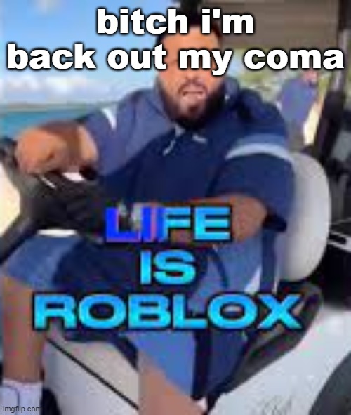 Life is Roblox | bitch i'm back out my coma | made w/ Imgflip meme maker