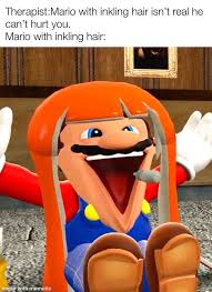 Mario with inkling hair Blank Meme Template