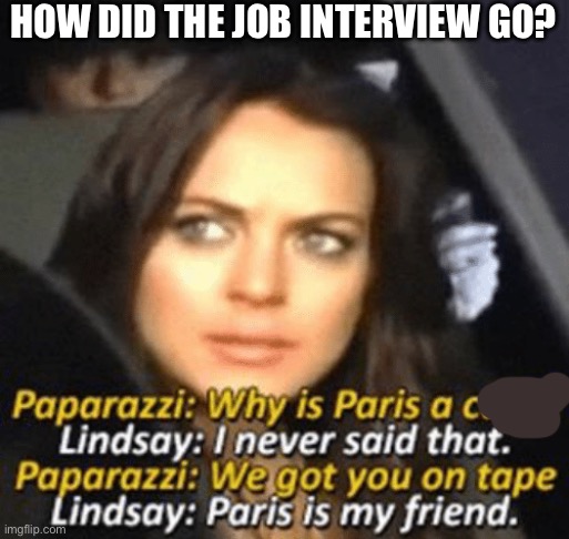 Job Interview | HOW DID THE JOB INTERVIEW GO? | image tagged in paris is my friend,interview,promotion,work | made w/ Imgflip meme maker