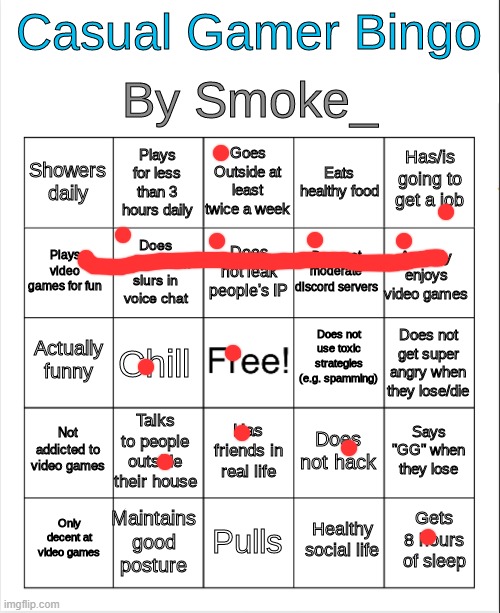 One bingo brother | image tagged in casual gamer bingo | made w/ Imgflip meme maker