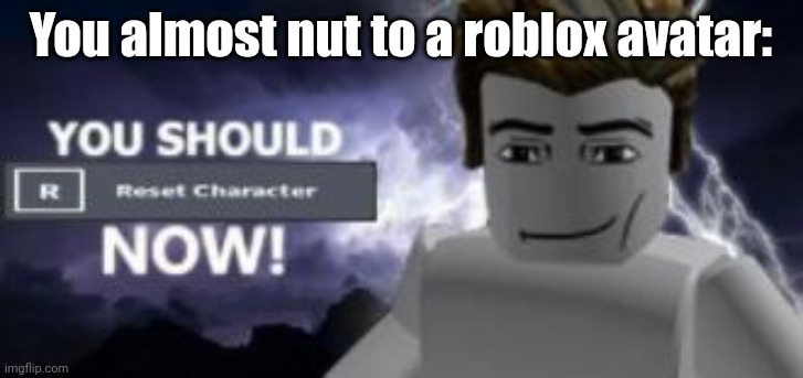 you should reset  character NOW! | You almost nut to a roblox avatar: | image tagged in you should reset character now | made w/ Imgflip meme maker
