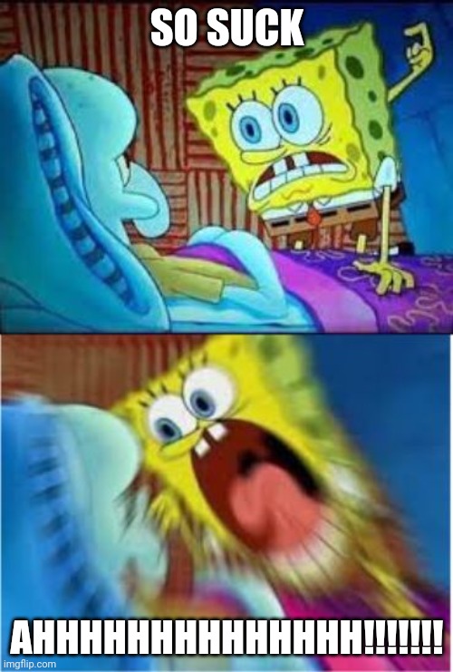 Spongebob screaming meme | SO SUCK; AHHHHHHHHHHHHHH!!!!!!! | image tagged in spongebob screaming meme | made w/ Imgflip meme maker