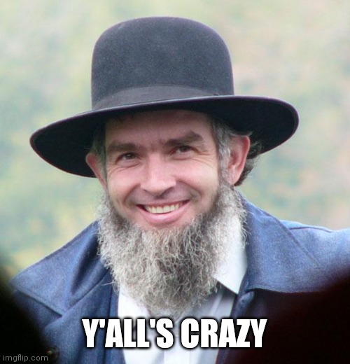 Amish | Y'ALL'S CRAZY | image tagged in amish | made w/ Imgflip meme maker