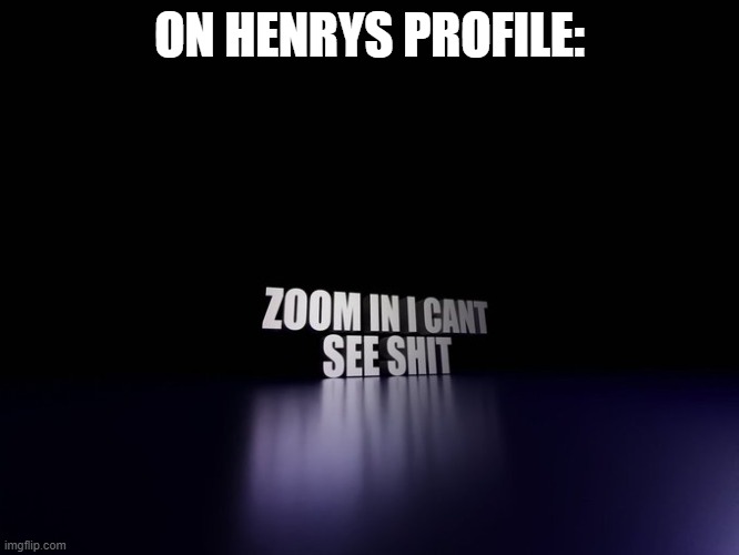 Zoom in I can’t see shit | ON HENRYS PROFILE: | image tagged in zoom in i can t see shit | made w/ Imgflip meme maker