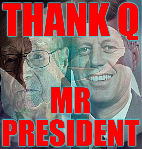 Thank Q Mr President | THANK Q; MR PRESIDENT | image tagged in thank q,mr president,jfk,the great awakening,kennedy | made w/ Imgflip meme maker