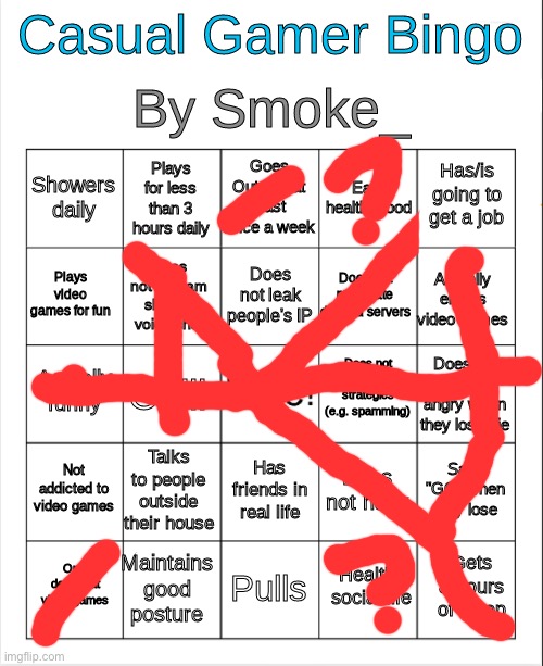 if rush b doesn’t count | image tagged in casual gamer bingo | made w/ Imgflip meme maker