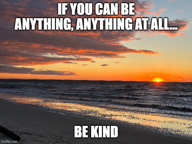 IF YOU CAN BE ANYTHING, ANYTHING AT ALL... BE KIND | image tagged in kindness | made w/ Imgflip meme maker