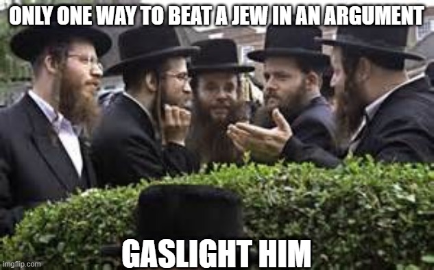 Win the Argument | ONLY ONE WAY TO BEAT A JEW IN AN ARGUMENT; GASLIGHT HIM | image tagged in jewish congress | made w/ Imgflip meme maker