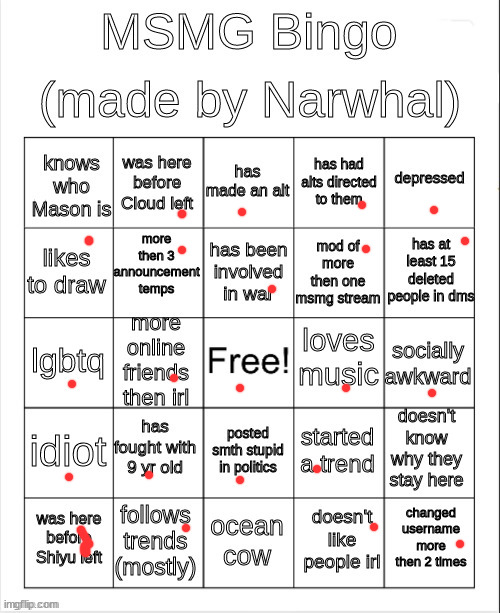 ig | image tagged in msmg bingo | made w/ Imgflip meme maker