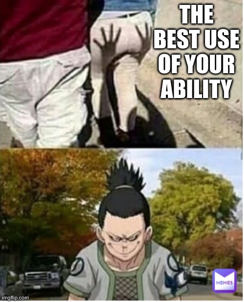 shikamaru greatest ability | THE BEST USE OF YOUR ABILITY | image tagged in shikamaru greatest ability | made w/ Imgflip meme maker