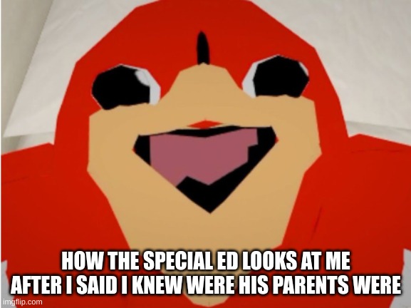 special surprise | HOW THE SPECIAL ED LOOKS AT ME AFTER I SAID I KNEW WERE HIS PARENTS WERE | image tagged in da way,dark humor,funny memes,memes,special kind of stupid | made w/ Imgflip meme maker