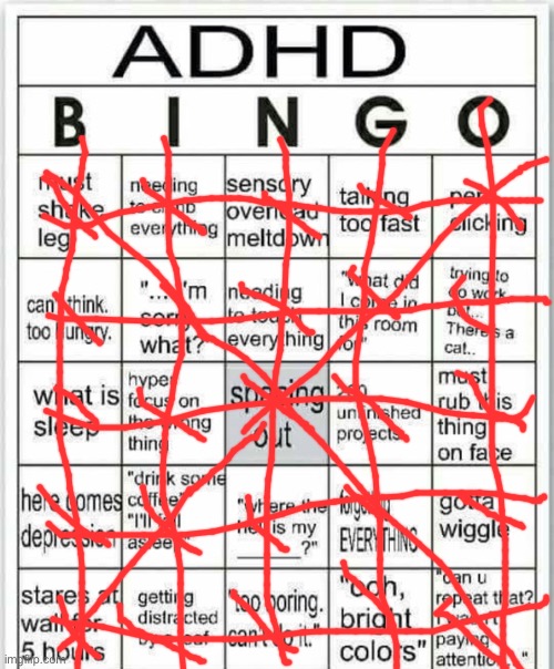 Bingo every which way | image tagged in adhd bingo | made w/ Imgflip meme maker