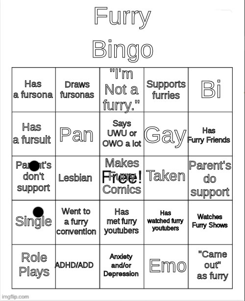 I’m not a furry | image tagged in furry bingo | made w/ Imgflip meme maker