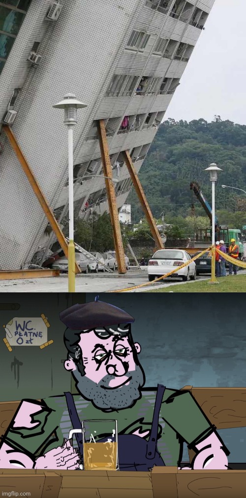 image tagged in building collapse,pan wiesio | made w/ Imgflip meme maker