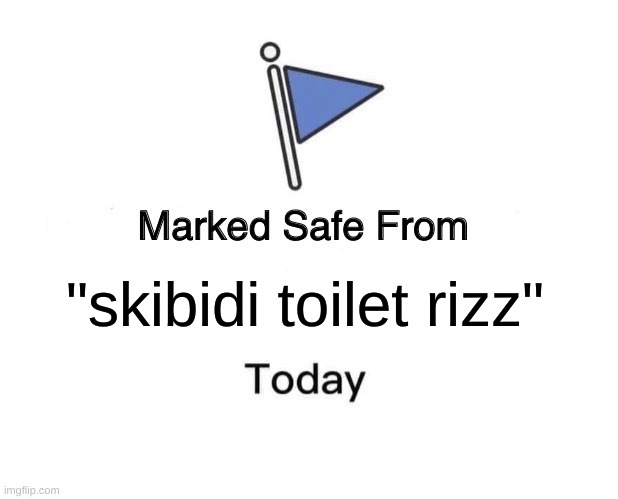 Marked Safe From Meme | "skibidi toilet rizz" | image tagged in memes,marked safe from | made w/ Imgflip meme maker