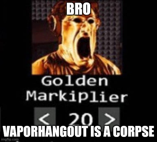 If you are online, ACT LIKE IT | BRO; VAPORHANGOUT IS A CORPSE | image tagged in golden markiplier | made w/ Imgflip meme maker