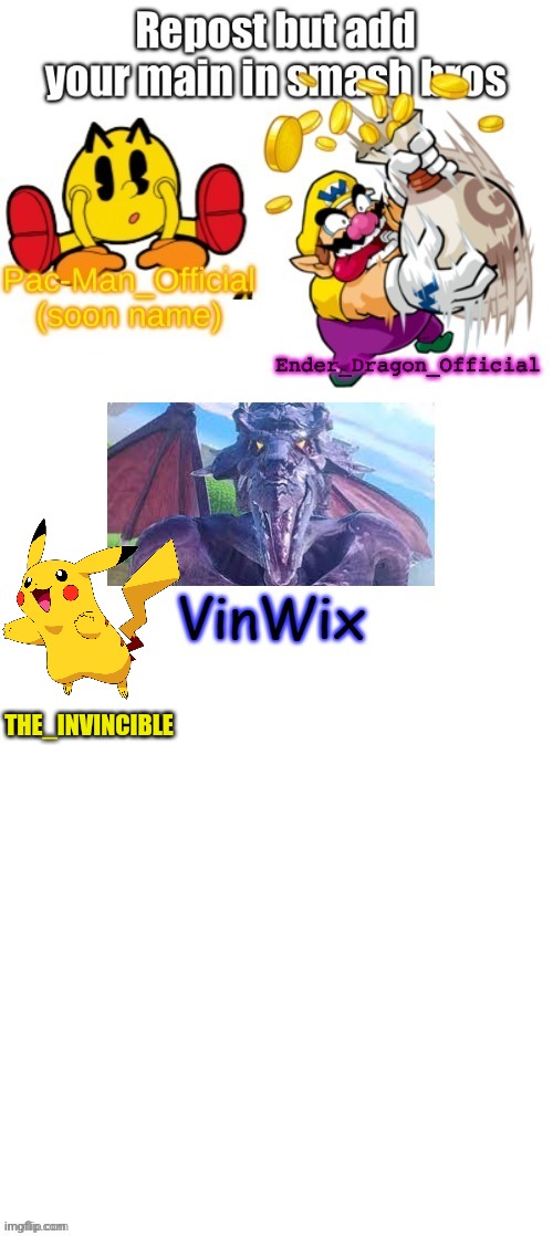 Let's get at least 10 reposts? | THE_INVINCIBLE | image tagged in super smash bros,repost | made w/ Imgflip meme maker