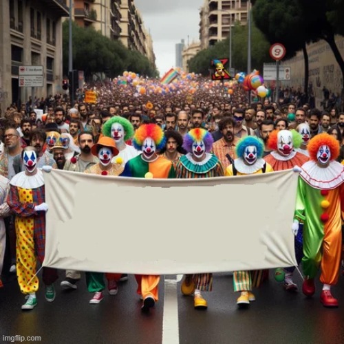 payasos | image tagged in payasos,desfile,clowns,morena | made w/ Imgflip meme maker