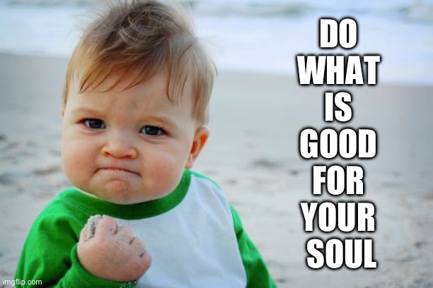 Life to the fullest | DO 
WHAT 
IS 
GOOD 
FOR 
YOUR 
SOUL | image tagged in memes,success kid original | made w/ Imgflip meme maker