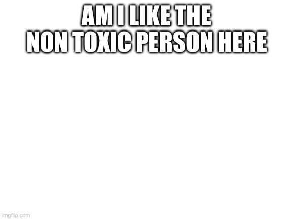 Idk | AM I LIKE THE NON TOXIC PERSON HERE | image tagged in blank white template | made w/ Imgflip meme maker