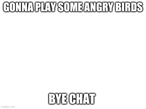 Blank White Template | GONNA PLAY SOME ANGRY BIRDS; BYE CHAT | image tagged in blank white template | made w/ Imgflip meme maker