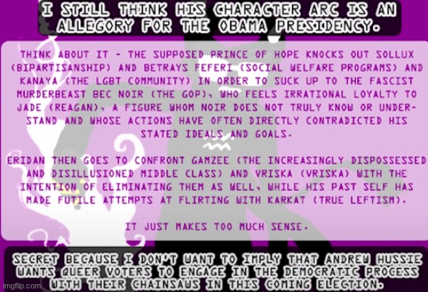 eridan homestuck is a metaphor for the obama administration | made w/ Imgflip meme maker