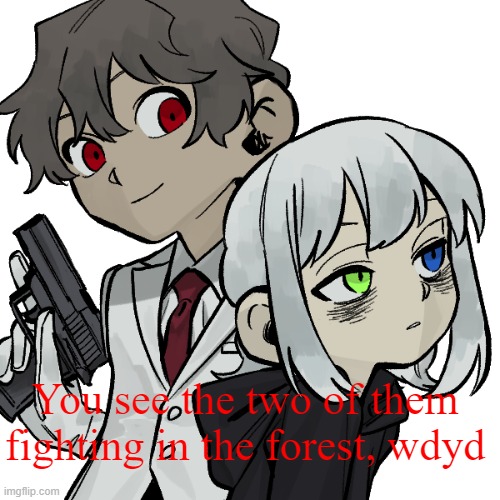 Fight RP | You see the two of them fighting in the forest, wdyd | made w/ Imgflip meme maker