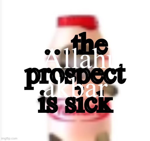 yakult cat | …the prospect is sick; “Allahu akbar | image tagged in yakult cat | made w/ Imgflip meme maker