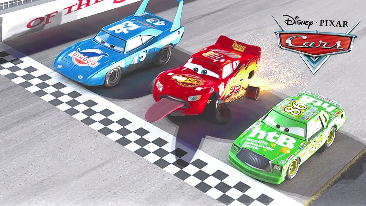 High Quality Lightning Mcqueen at finish line Blank Meme Template