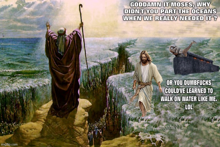 image tagged in myths,religion,jesus,noah,moses,fiction | made w/ Imgflip meme maker