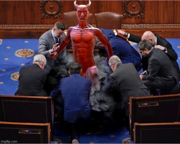 evil republicans | image tagged in evil republicans,speaker of the house,conjuring,clown car republicans,maga morons,satan | made w/ Imgflip meme maker