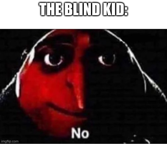 Gru No | THE BLIND KID: | image tagged in gru no | made w/ Imgflip meme maker