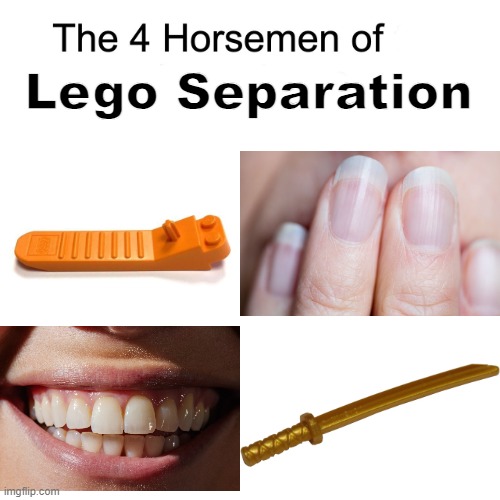 It's always one of these | Lego Separation | image tagged in four horsemen | made w/ Imgflip meme maker