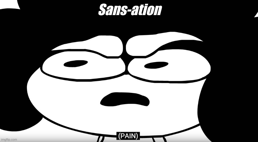 Pain Sr pelo | Sans-ation | image tagged in pain sr pelo,bad pun sans | made w/ Imgflip meme maker