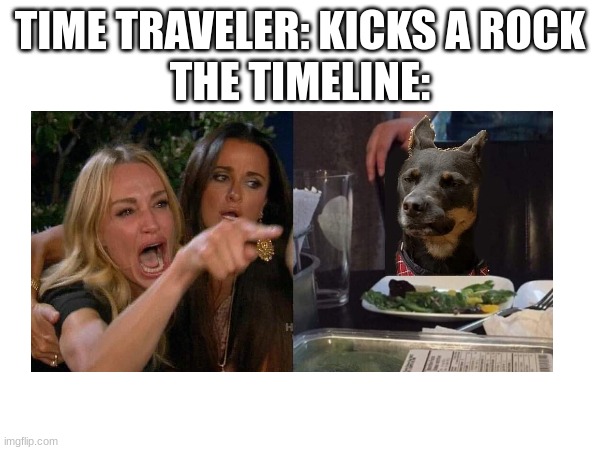 time traveler | TIME TRAVELER: KICKS A ROCK
THE TIMELINE: | image tagged in image tags | made w/ Imgflip meme maker