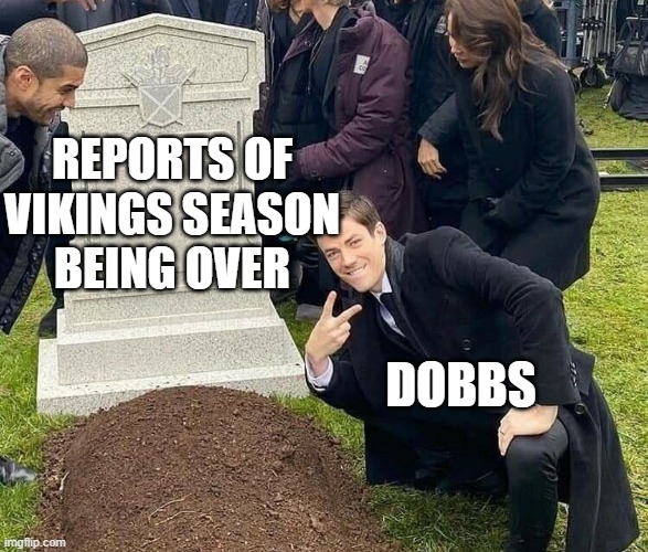 Peace sign tombstone | REPORTS OF
VIKINGS SEASON
BEING OVER; DOBBS | image tagged in peace sign tombstone,NFCNorthMemeWar | made w/ Imgflip meme maker