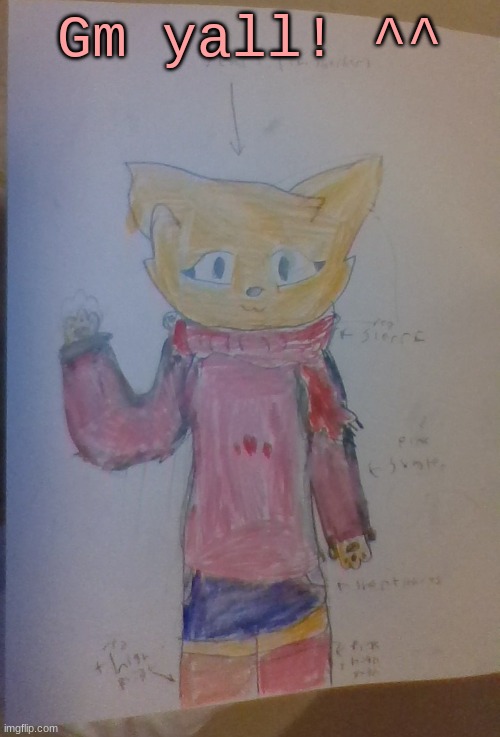 Scarf (Alt Casual Outfit) (Drawn By Scarf) | Gm yall! ^^ | image tagged in scarf alt casual outfit drawn by scarf | made w/ Imgflip meme maker
