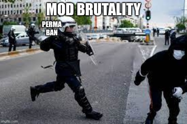 MOD BRUTALITY; PERMA BAN | made w/ Imgflip meme maker