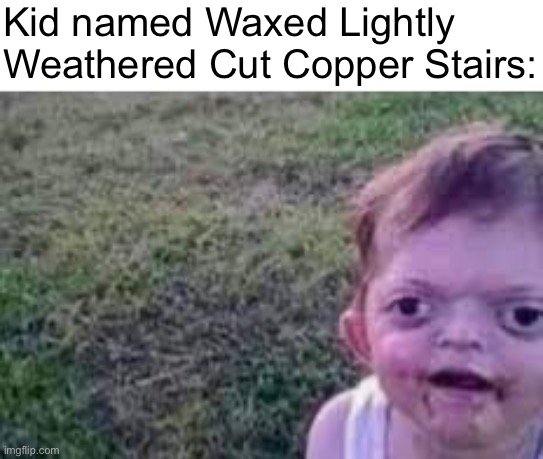 Eeeeee | Kid named Waxed Lightly Weathered Cut Copper Stairs: | made w/ Imgflip meme maker