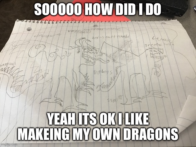 =] | SOOOOO HOW DID I DO; YEAH ITS OK I LIKE MAKEING MY OWN DRAGONS | made w/ Imgflip meme maker
