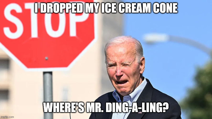 Biden | I DROPPED MY ICE CREAM CONE; WHERE'S MR. DING-A-LING? | made w/ Imgflip meme maker