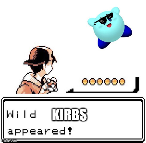 Idk what to put | KIRBS | image tagged in blank wild pokemon appears | made w/ Imgflip meme maker