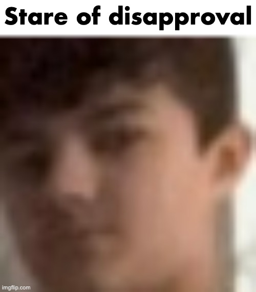 lucotic's face zoomed in | Stare of disapproval | image tagged in lucotic's face zoomed in | made w/ Imgflip meme maker