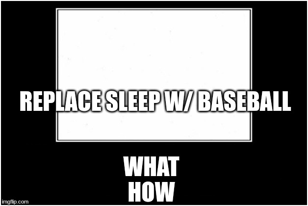 demotivational poster | WHAT
HOW REPLACE SLEEP W/ BASEBALL | image tagged in demotivational poster | made w/ Imgflip meme maker