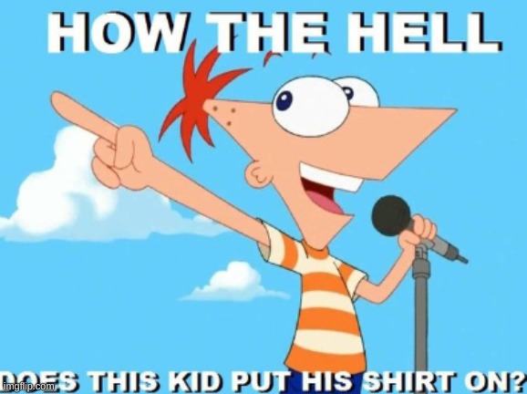 phineas cant wear shirts | image tagged in phineas and ferb,funny | made w/ Imgflip meme maker